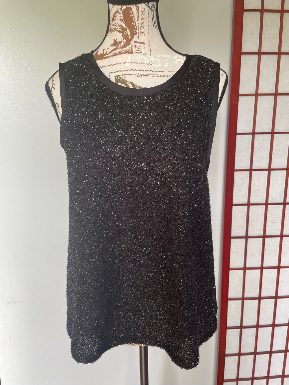 MNG Sparkle Black Sleeveless Women's Top, Size M
